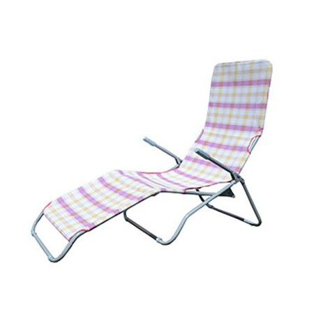 Кресло-шезлонг Laguna, каркас серый, разноцветная клетка, текстилен